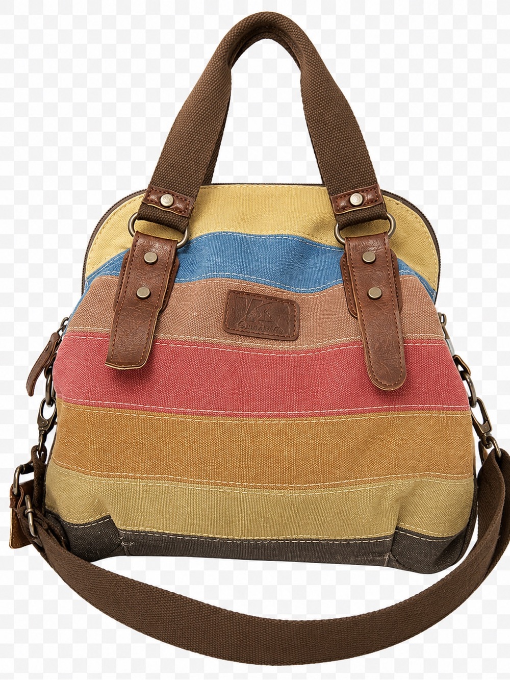 K2 Mountaineering multicolor striped canvas weekender bag